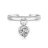 Sterling Silver Rhodium Finished Heart Cubic Zirconia Charm Toe Ring - DestGlow