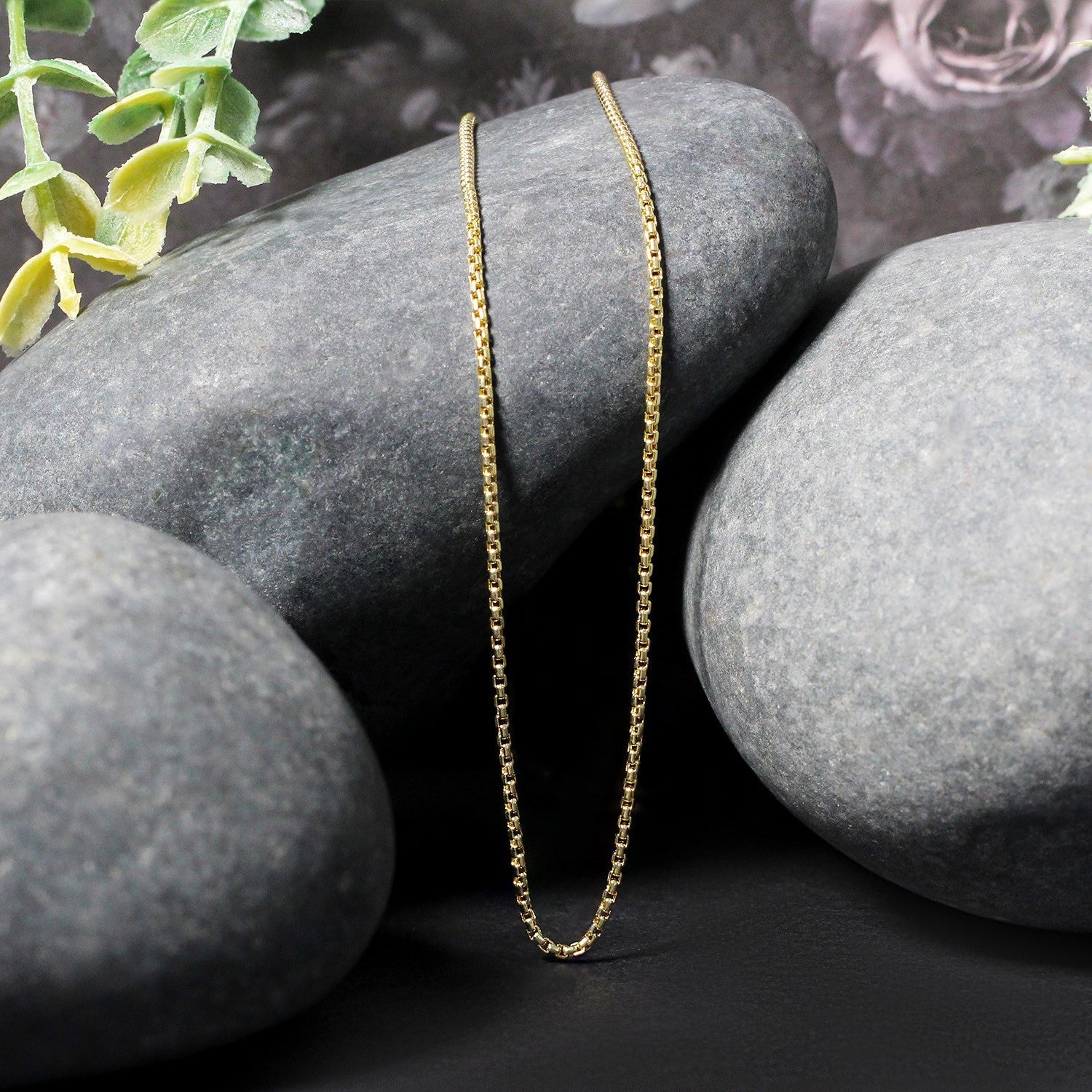 14k Yellow Gold Round Box Chain (1.30 mm) - DestGlow
