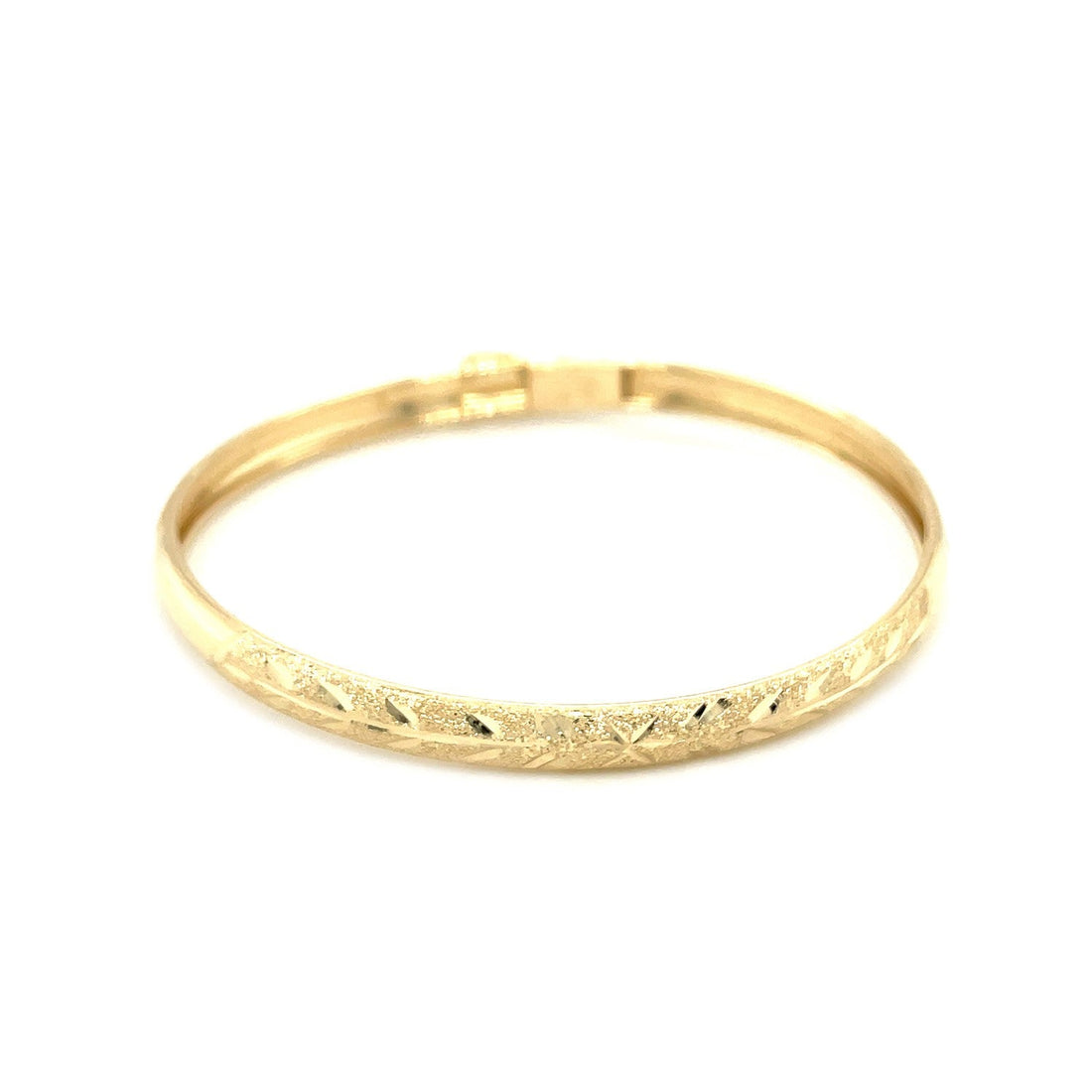 10k Yellow Gold Dome Childrens Diamond Cut Florentine Bangle - DestGlow