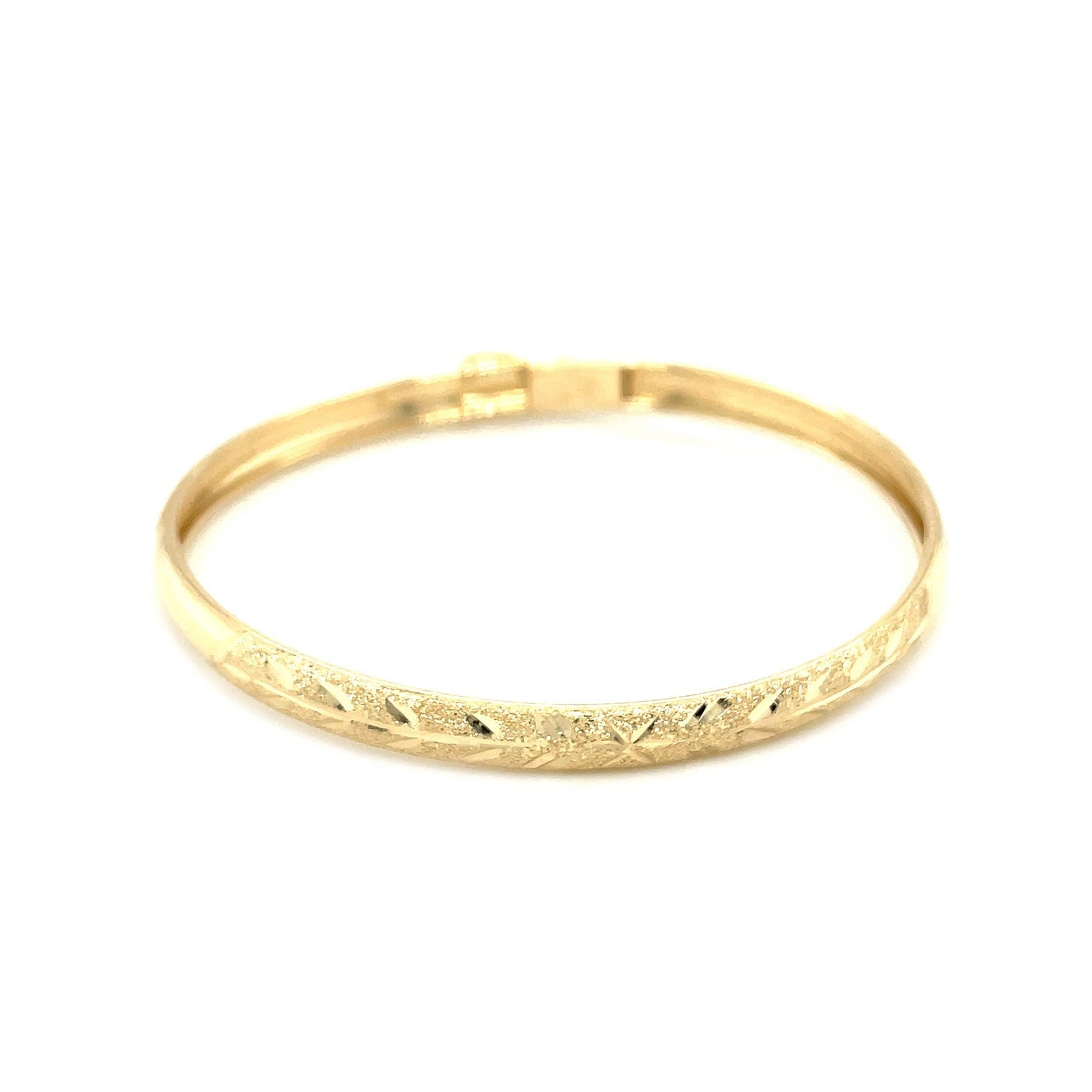 10k Yellow Gold Dome Childrens Diamond Cut Florentine Bangle - DestGlow