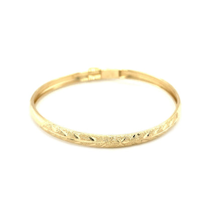 10k Yellow Gold Dome Childrens Diamond Cut Florentine Bangle - DestGlow
