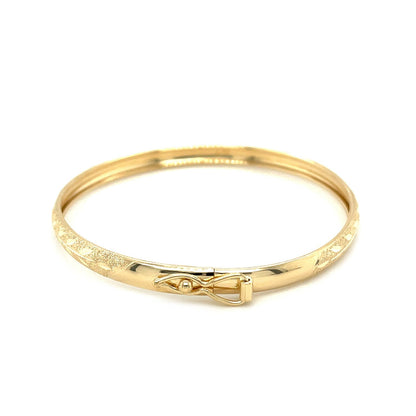 10k Yellow Gold Dome Childrens Diamond Cut Florentine Bangle - DestGlow