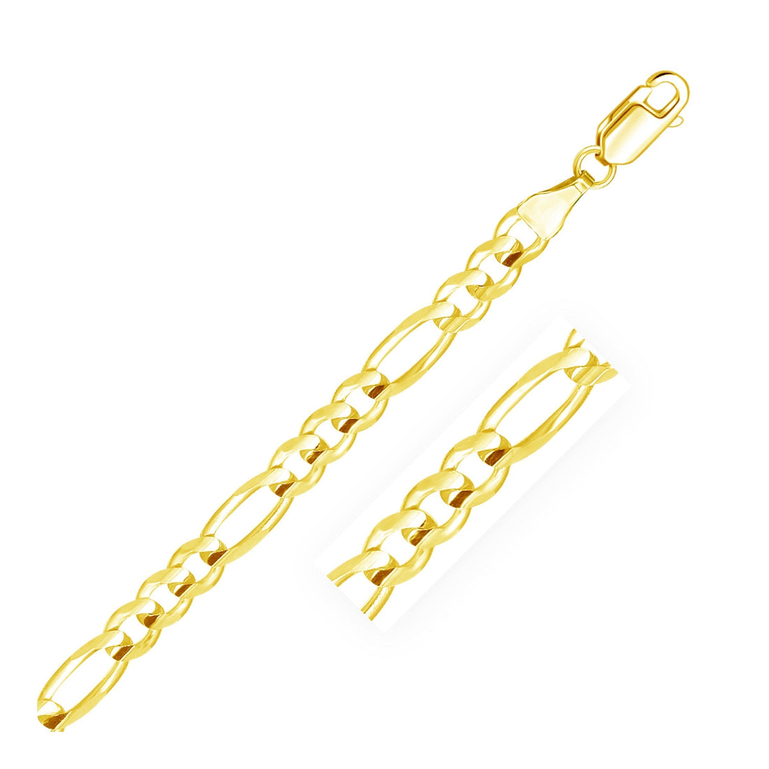 10k Yellow Gold Link Figaro Bracelet (5.30 mm)  DestGlow