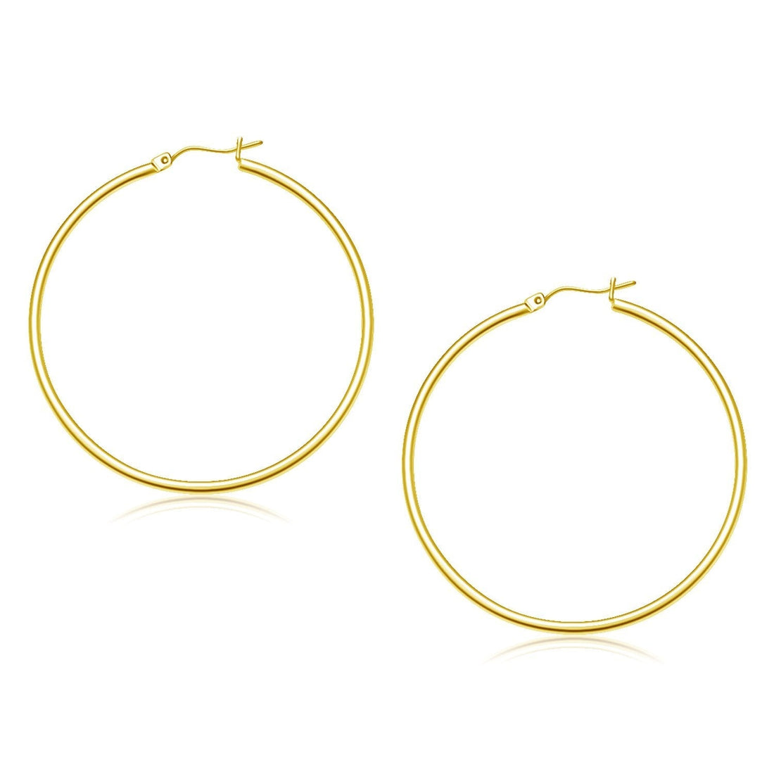 10k Yellow Gold Polished Hoop Earrings (2x45mm) 