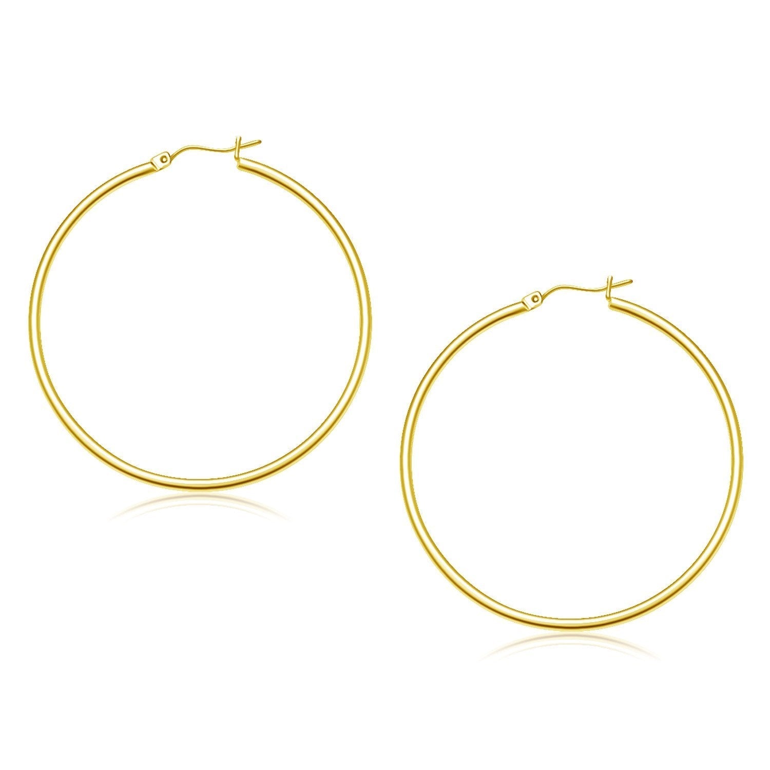 10k Yellow Gold Polished Hoop Earrings (45 mm) 
