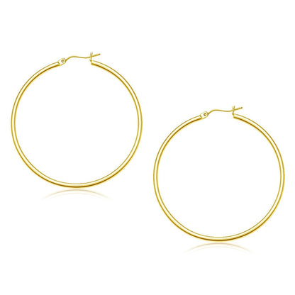 10k Yellow Gold Polished Hoop Earrings (45 mm) 