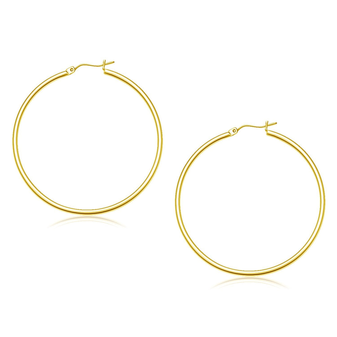 10k Yellow Gold Polished Hoop Earrings (45 mm) - earrings