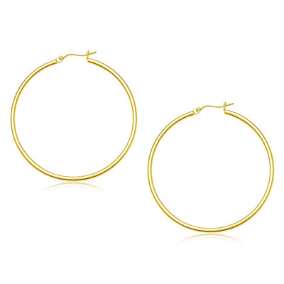 10k Yellow Gold Polished Hoop Earrings (45 mm) - earrings