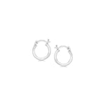 Sterling Silver Rhodium Plated Thin and Small Polished Hoop Earrings (2x10mm) - DestGlow