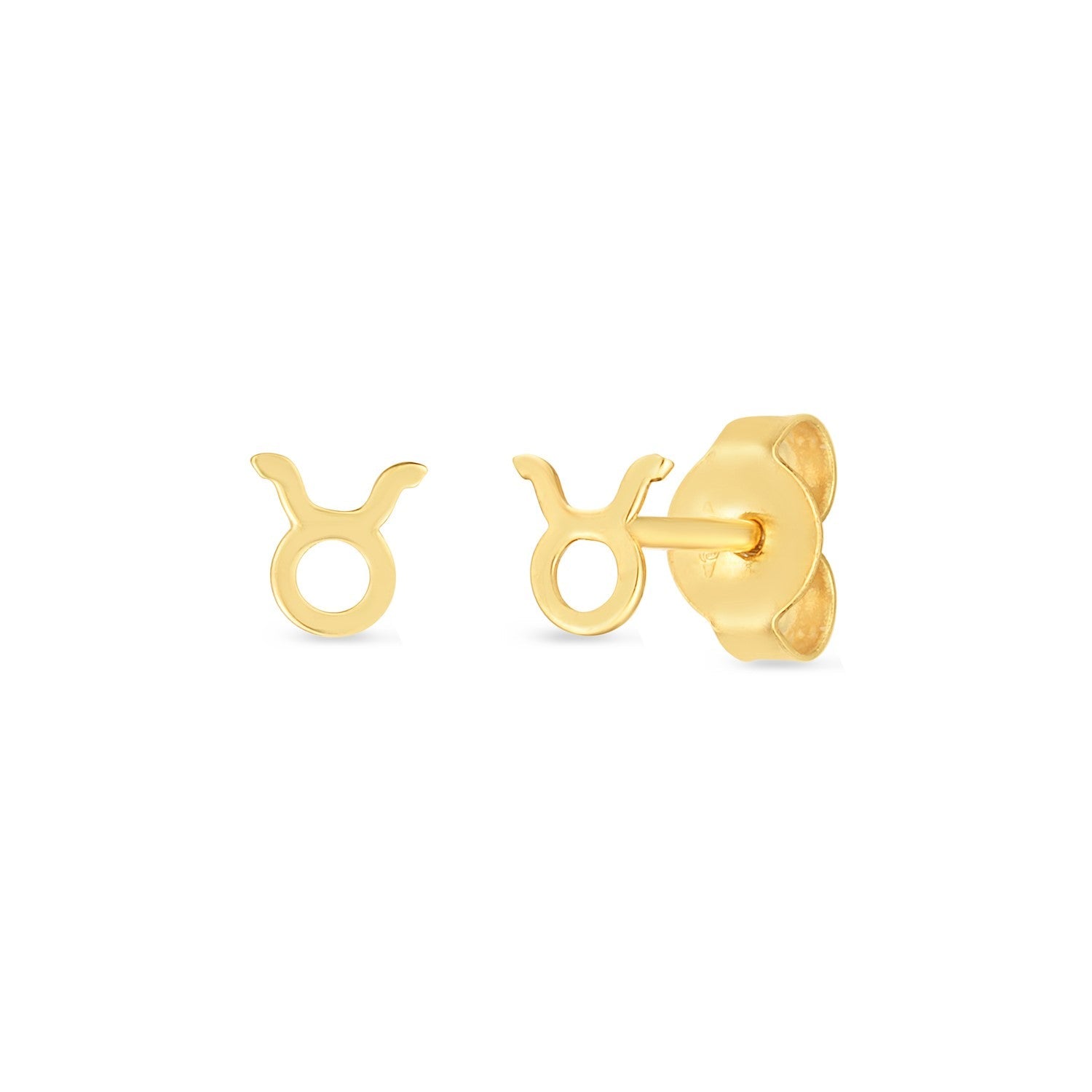 14K Yellow Gold Taurus Stud Earrings - earrings