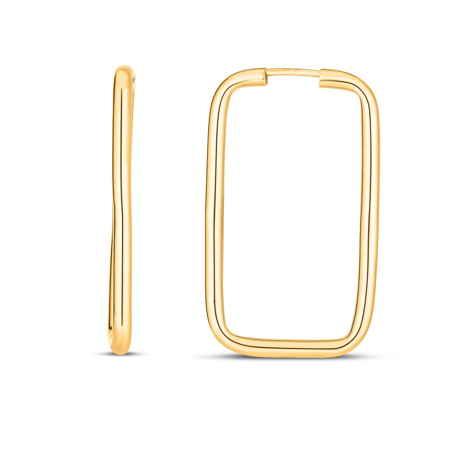 14k Yellow Gold Endless Rectangle Hoops - accessories