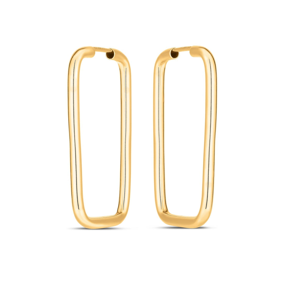 14k Yellow Gold Endless Rectangle Hoops - DestGlow