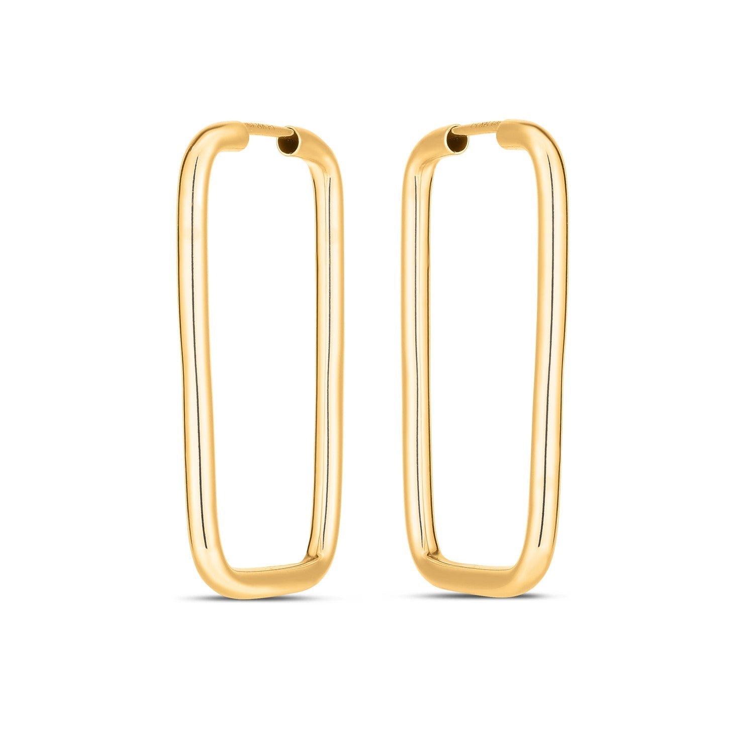 14k Yellow Gold Endless Rectangle Hoops - DestGlow