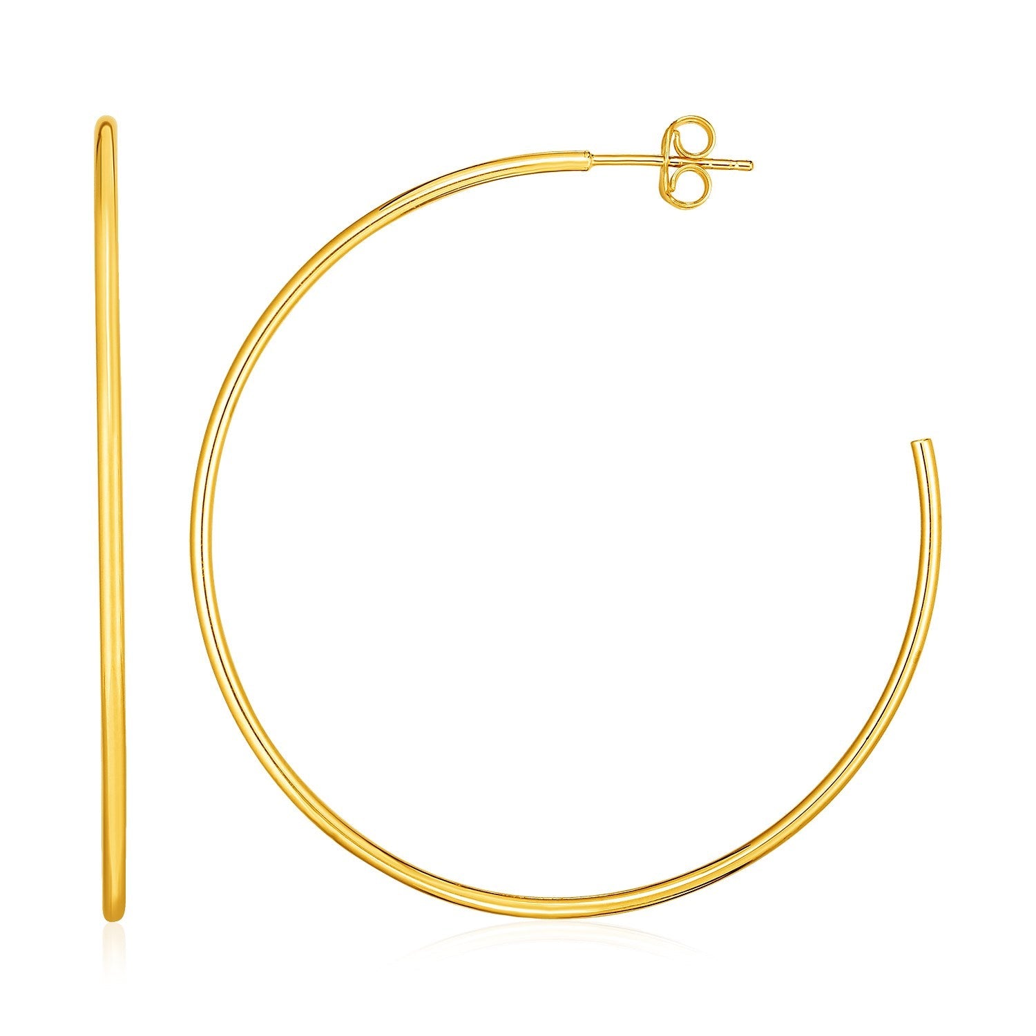 14k Yellow Gold Polished Hoop Earrings by Bids.com
