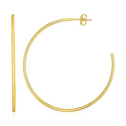 14k Yellow Gold Polished Hoop Earrings by Bids.com
