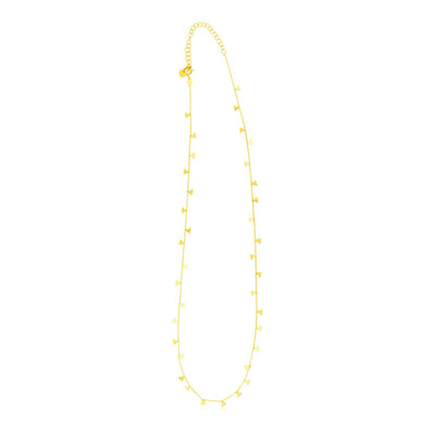 14K Yellow Gold Necklace with Dangling Hearts - necklaces