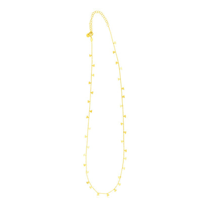 14K Yellow Gold Necklace with Dangling Hearts - necklaces