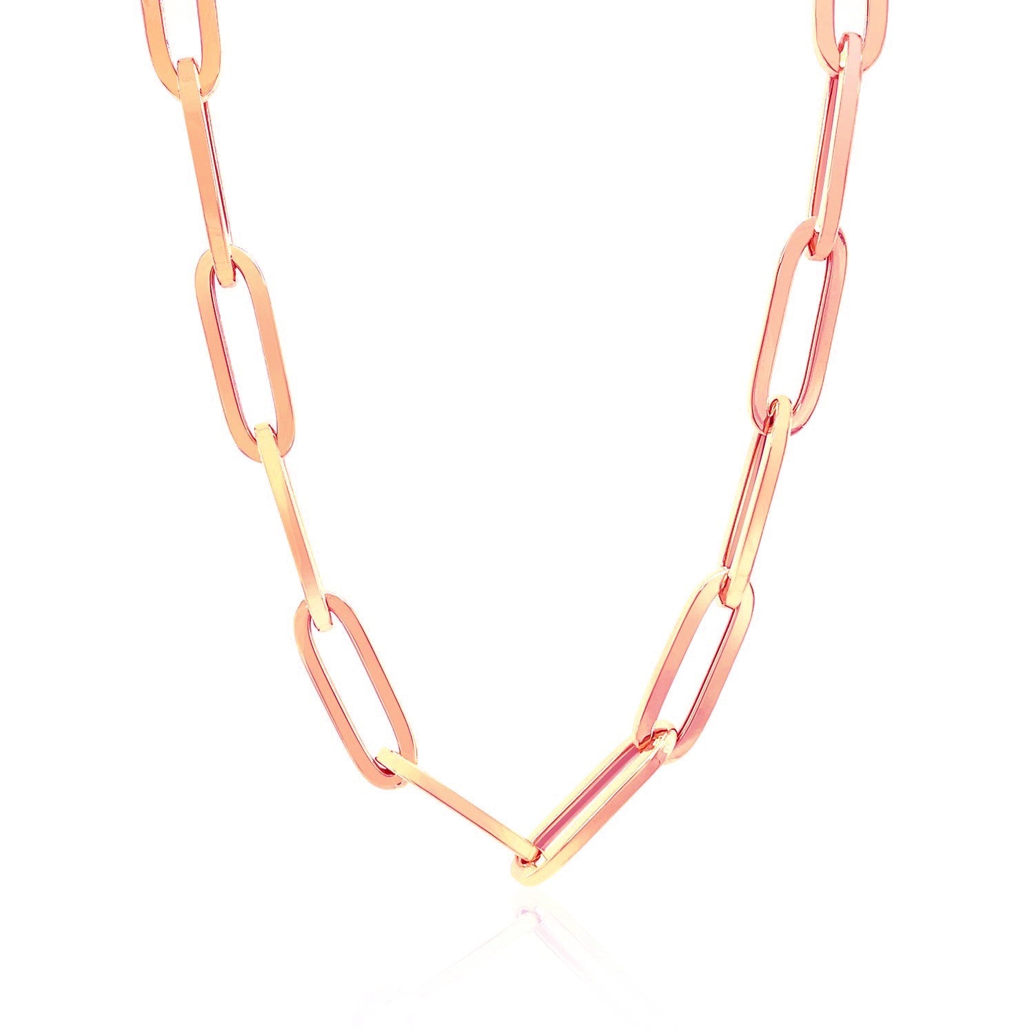 14K Rose Gold Wide Paperclip Chain (6.1mm) by Bids.com