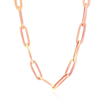 14K Rose Gold Wide Paperclip Chain (6.1mm) by Bids.com