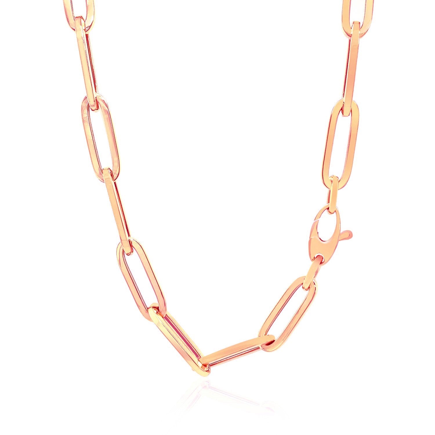 14K Rose Gold Wide Paperclip Chain (6.1mm) by Bids.com