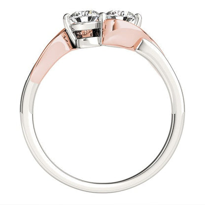 14k White And Rose Gold Round Two Diamond Curved Band Ring (5/8 cttw) by Bids.com