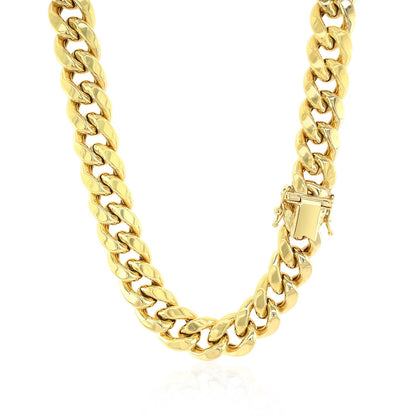 10.5mm 14k Yellow Gold Semi Solid Miami Cuban Chain by Bids.com