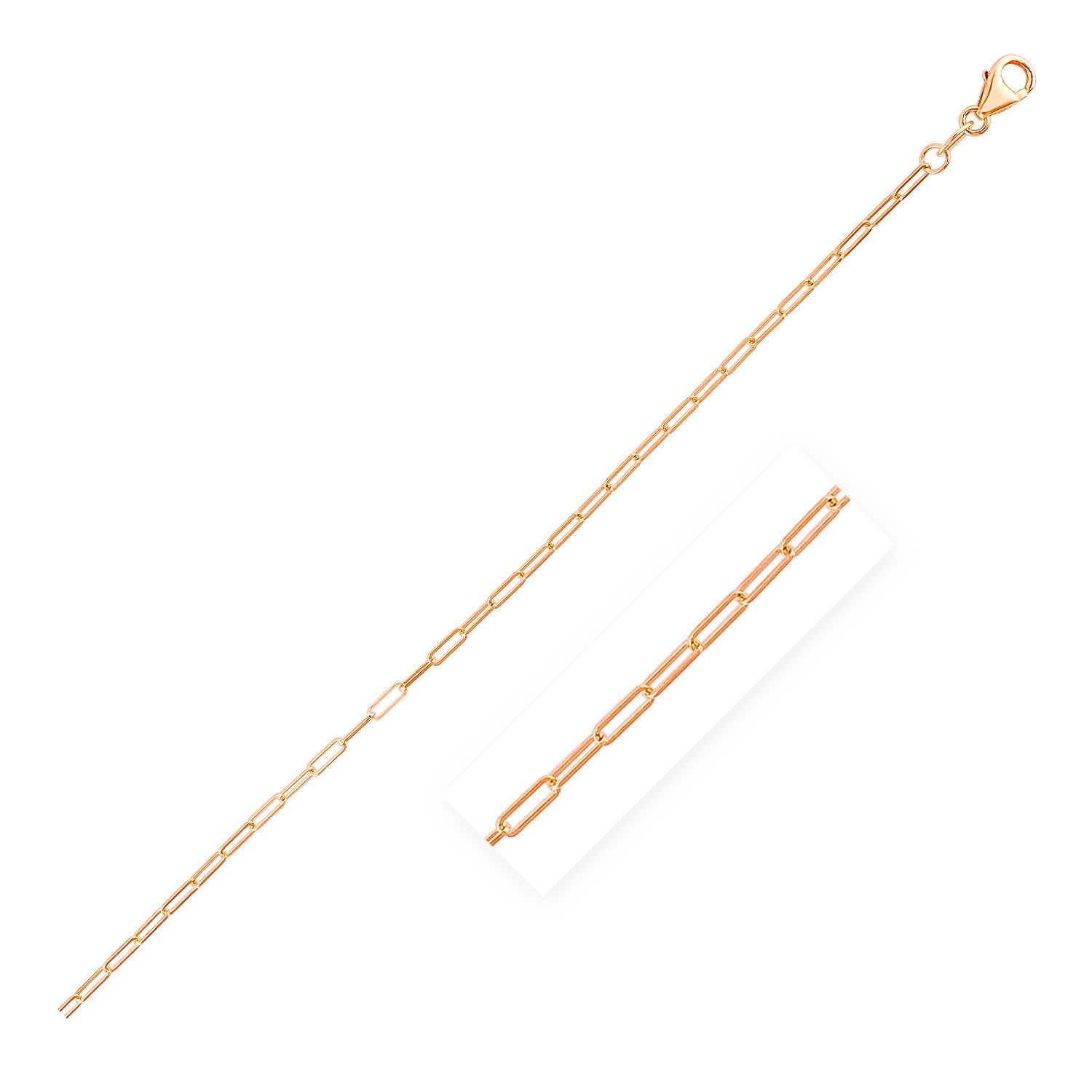 14K Rose Gold Fine Paperclip Chain (1.5mm)  DestGlow