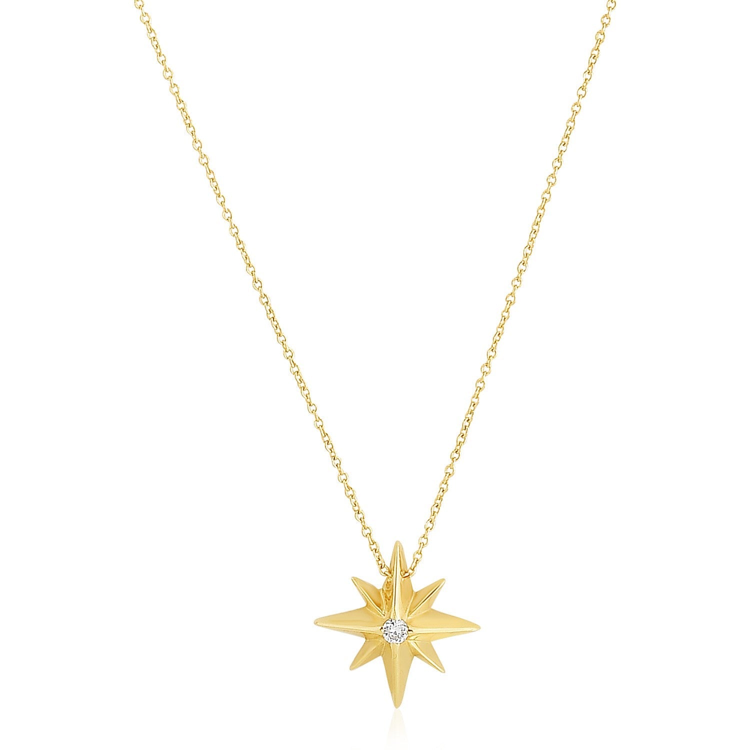14k Yellow Gold High Polish North Star Necklace by Bids.com