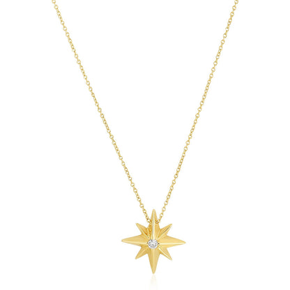 14k Yellow Gold High Polish North Star Necklace by Bids.com