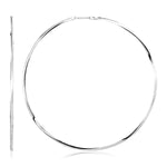Sterling Silver Large Polished Round Hoop Earrings - DestGlow