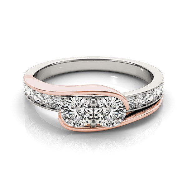 Two Stone Diamond Ring in 14k White And Rose Gold (3/4 cttw) by Bids.com