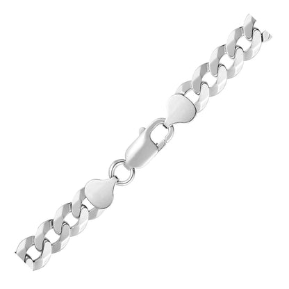 Rhodium Plated Sterling Silver Curb Style Bracelet (8.40 mm) - DestGlow