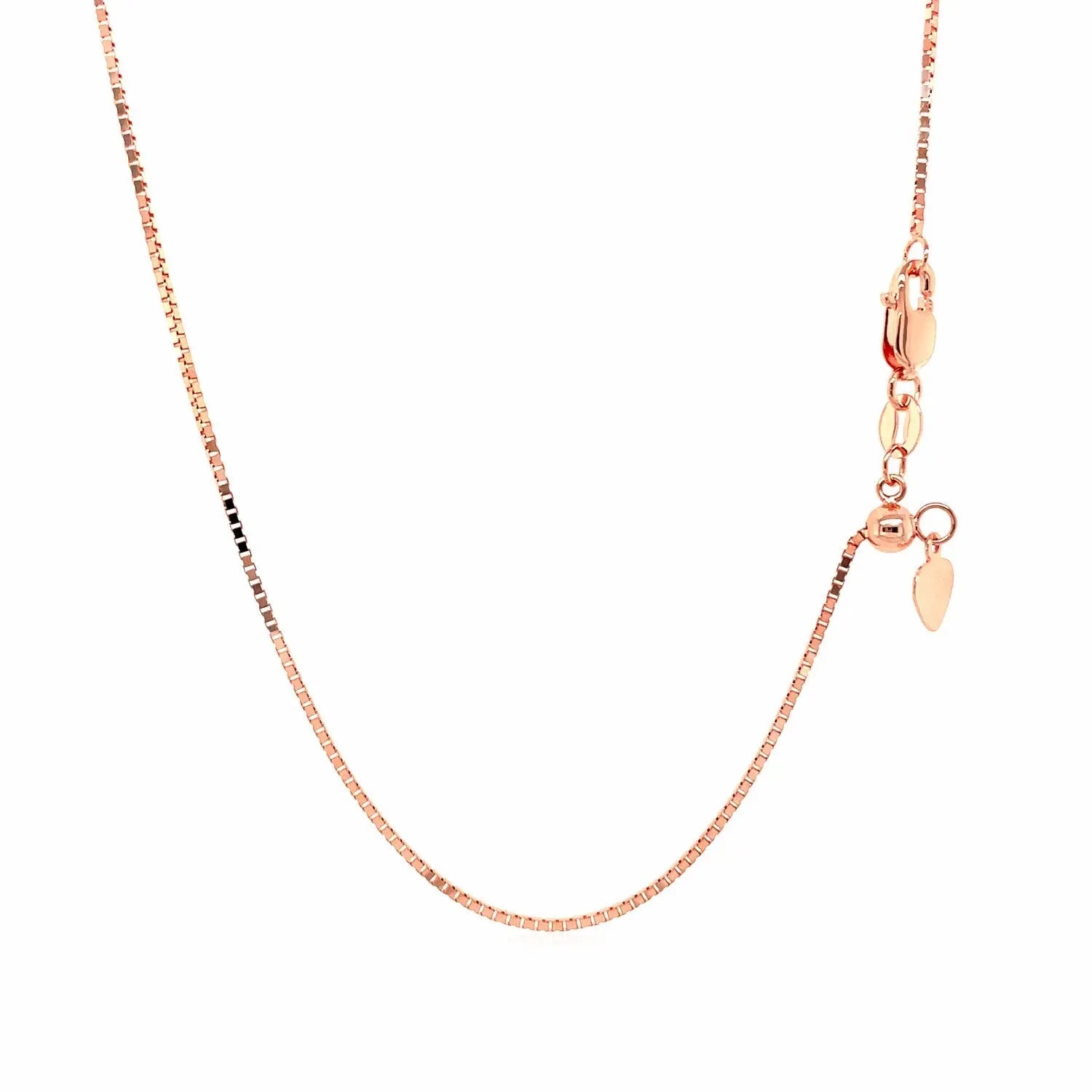 14k Rose Gold Adjustable Box Chain 0.85mm 