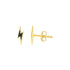 14k Yellow Gold and Enamel Black Lightning Bolt Stud Earrings - earrings