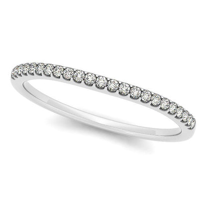 14k White Gold Scallop Setting Round Diamond Wedding Band (1/10 cttw) by Bids.com