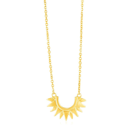 14k Yellow Gold Polished Sunburst Necklace  DestGlow