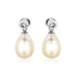 Sterling Silver Earrings with Pear Shaped Freshwater Pearls and Cubic Zirconias