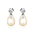 Sterling Silver Earrings with Pear Shaped Freshwater Pearls and Cubic Zirconias 