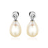 Sterling Silver Earrings with Pear Shaped Freshwater Pearls and Cubic Zirconias - DestGlow