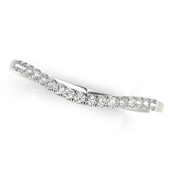 14k White Gold Soft Curved Diamond Wedding Band (1/8 cttw) by Bids.com