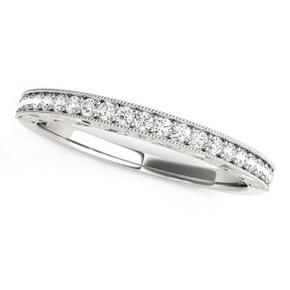 14k White Gold Milgrain Bordered Round Diamond Wedding Band (1/6 cttw) by Bids.com
