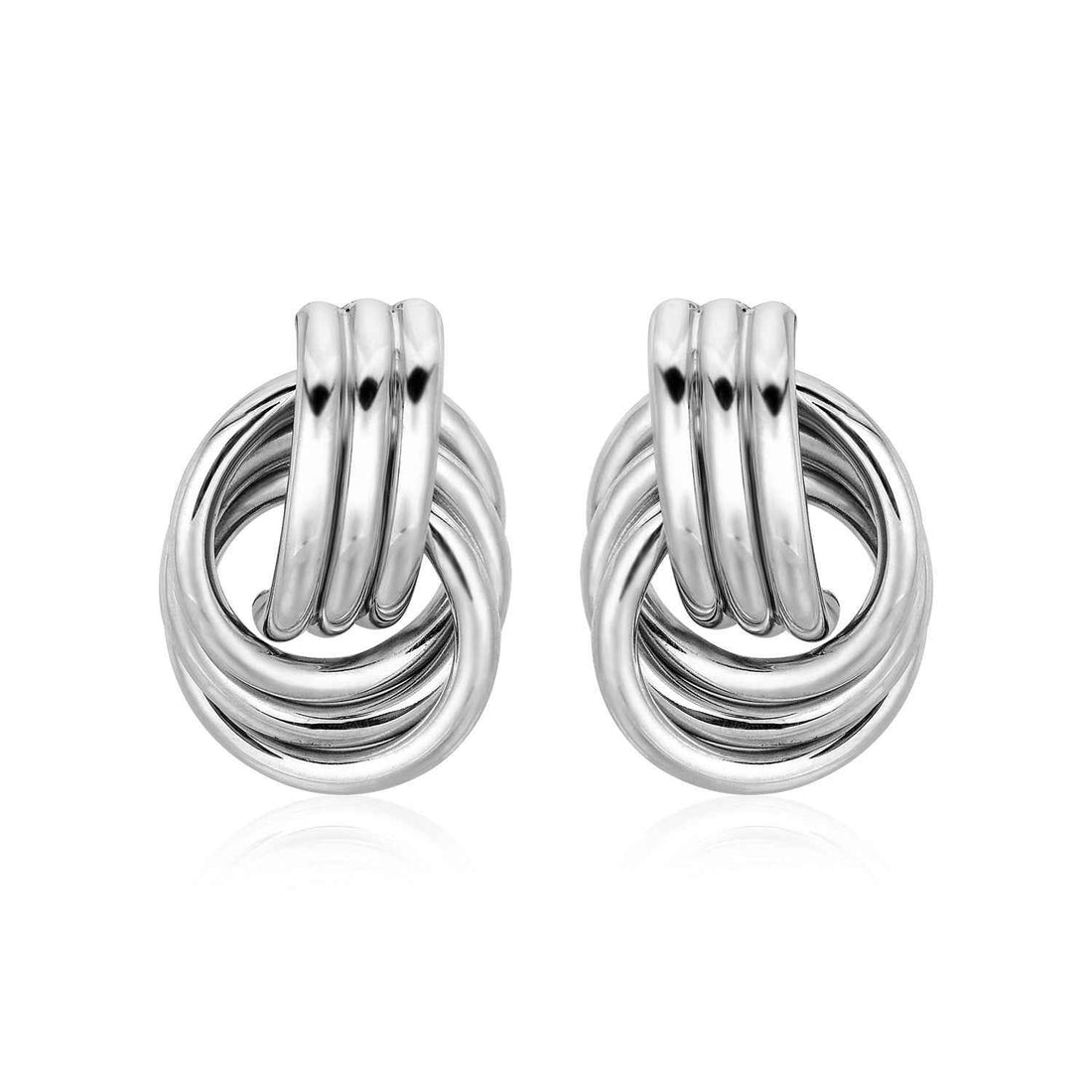 Polished Love Knot Earrings with Interlocking Rings in Sterling Silver(15mm)