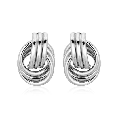 Polished Love Knot Earrings with Interlocking Rings in Sterling Silver by Bids.com