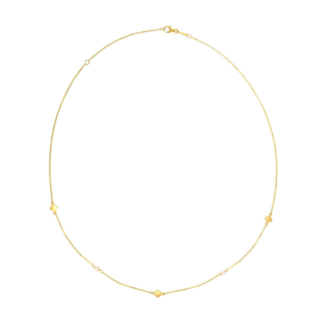 14k Yellow Gold Pearl Clover Necklace by Bids.com