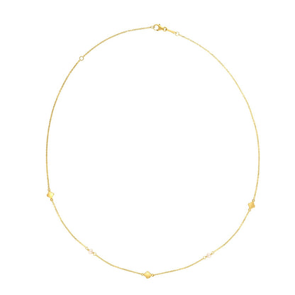 14k Yellow Gold Pearl Clover Necklace by Bids.com