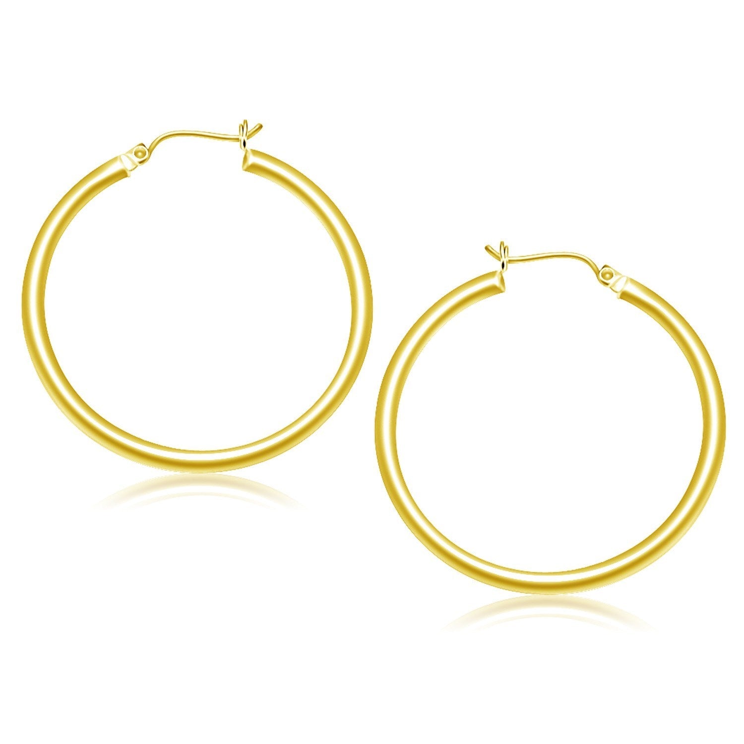 10k Yellow Gold Polished Hoop Earrings (3x40mm) - earrings