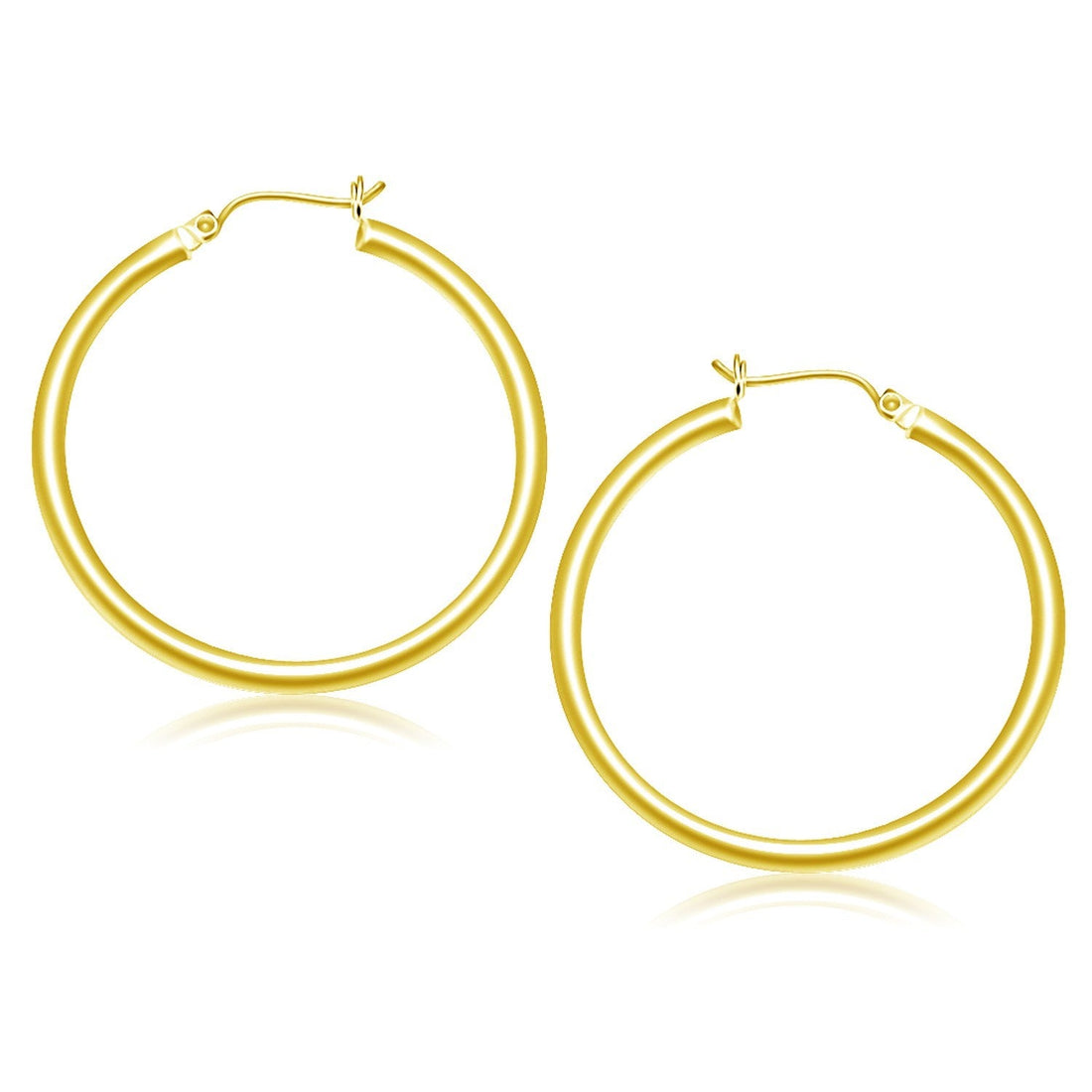 10k Yellow Gold Polished Hoop Earrings (40 mm) - earrings