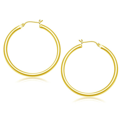 10k Yellow Gold Polished Hoop Earrings (40 mm) - earrings