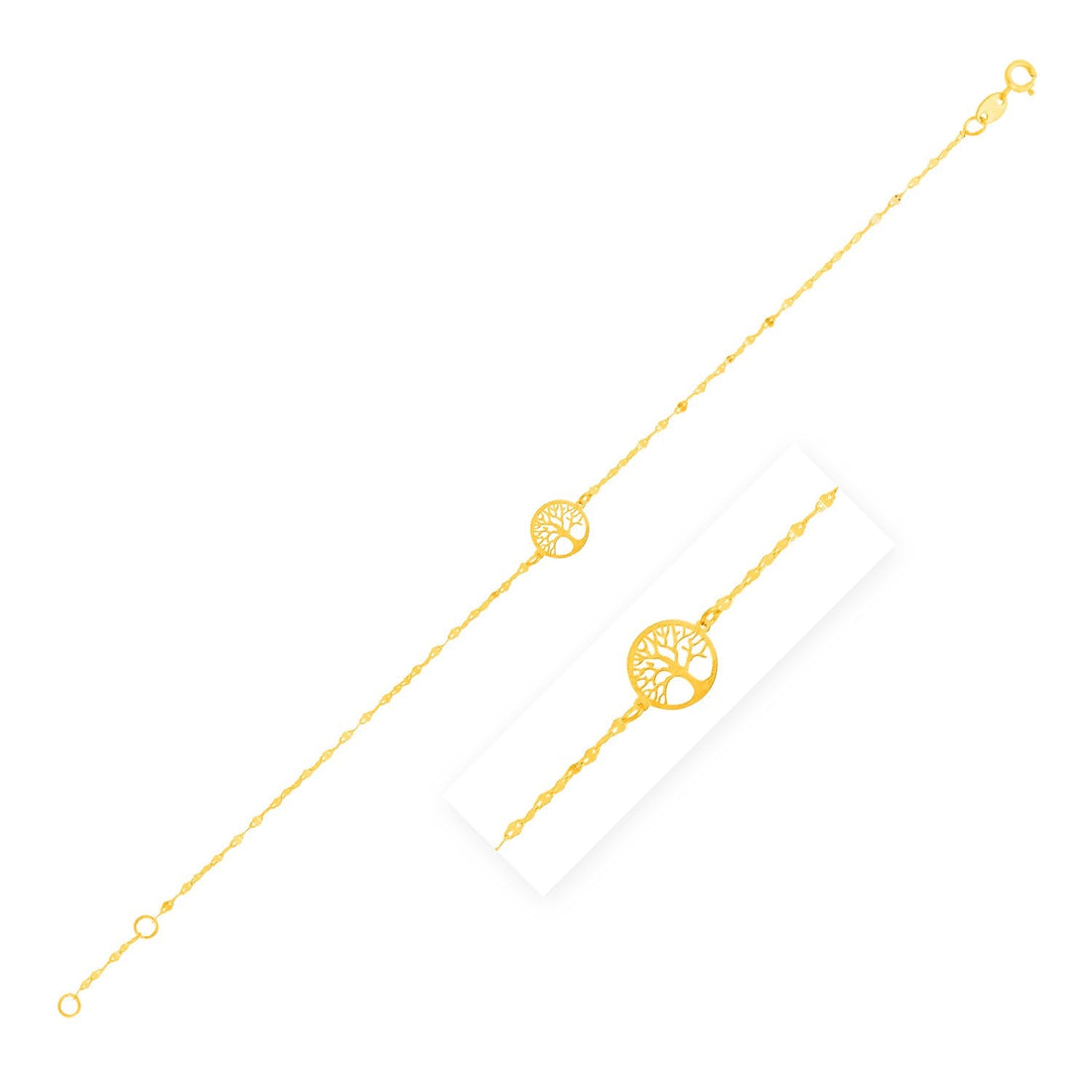 14K Yellow Gold Tree of Life Bracelet - DestGlow
