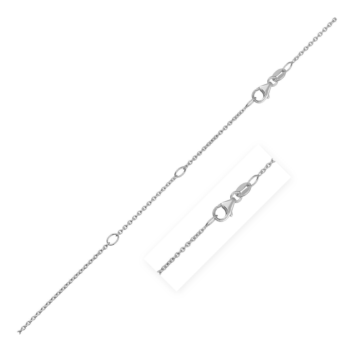 Double Extendable Cable Chain in 14k White Gold (1.20 mm) - DestGlow